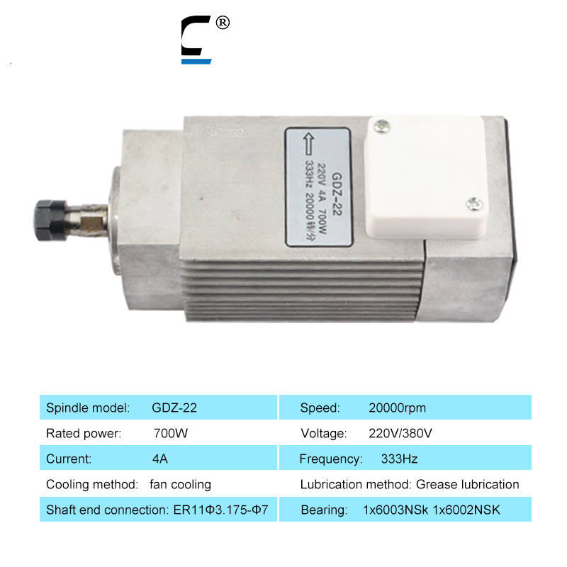 Cnc Spindle Motor - HYCNC Hava Soğutmalı Mil 700W BT30/BT40